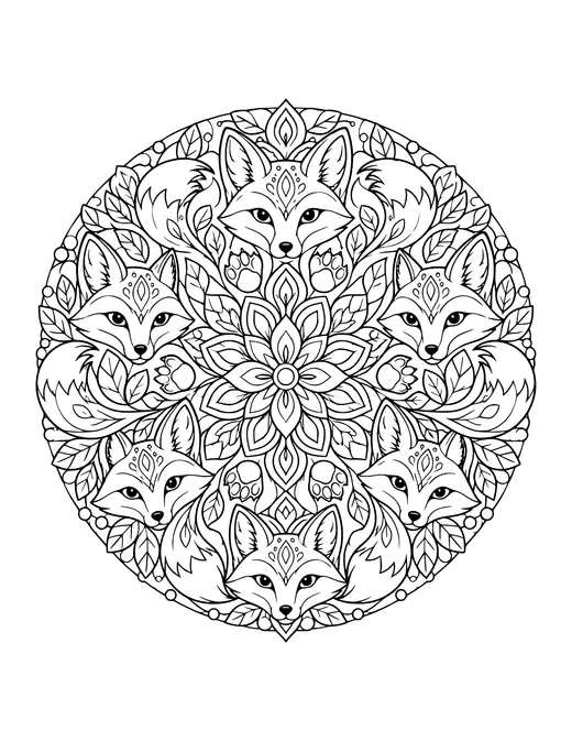Fox Mandala coloring page