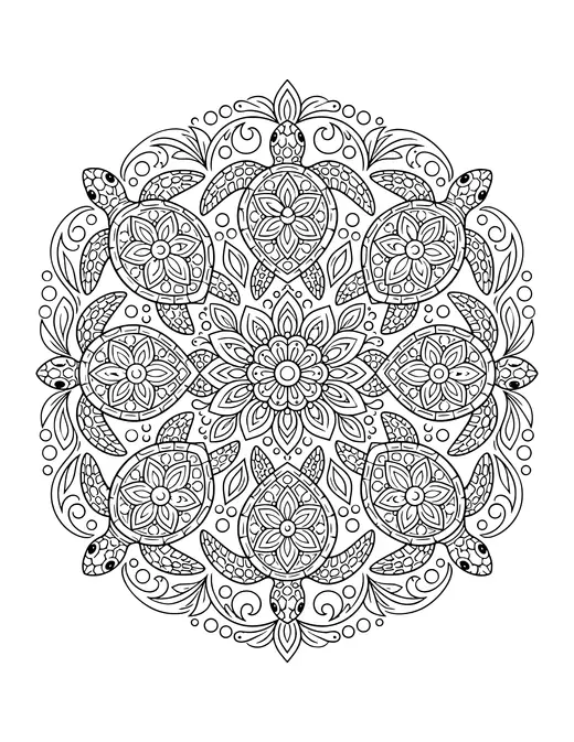 Turtle Mandala coloring page
