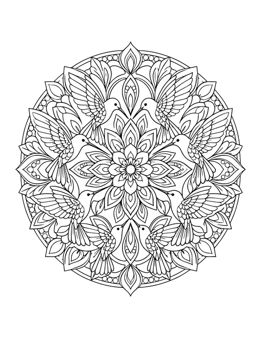 Hummingbird Mandala coloring page