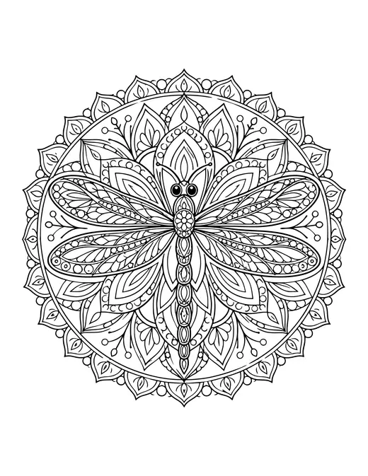 Dragonfly Mandala coloring page