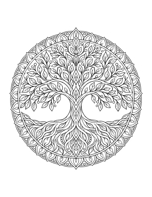 Tree of Life Mandala coloring page