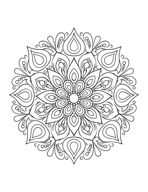 Raindrop Mandala coloring page