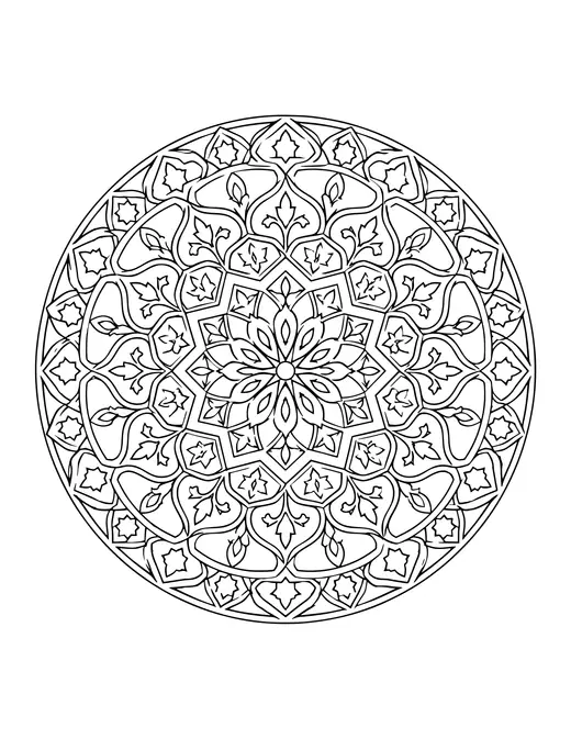 Moroccan Tile Mandala coloring page