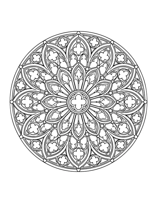 Gothic Window Mandala coloring page
