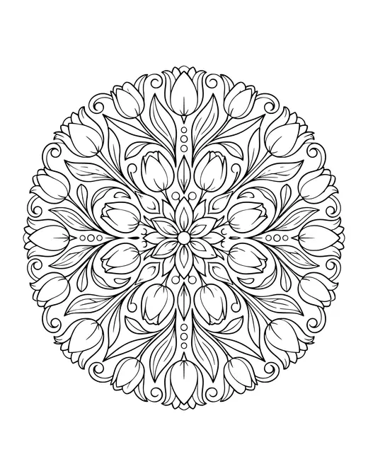 Tulip Mandala coloring page