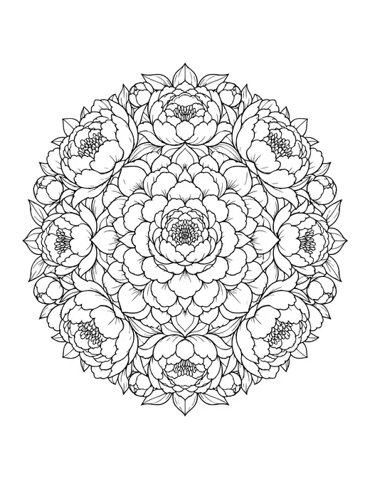 Peony Mandala coloring page