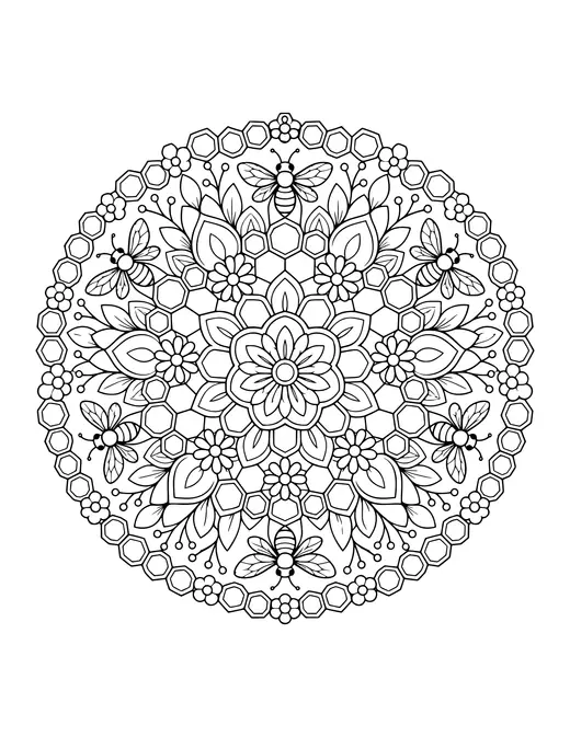 Honeycomb Mandala coloring page