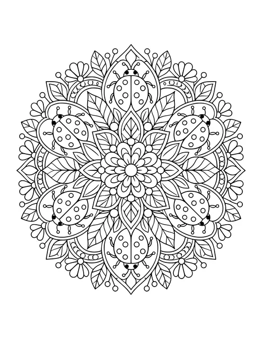 Ladybug Mandala coloring page