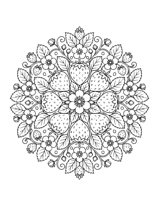 Strawberry Mandala coloring page