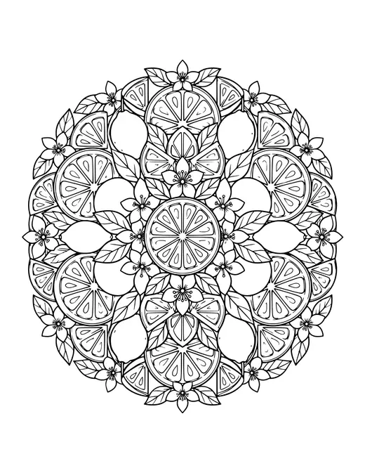 Citrus Mandala coloring page