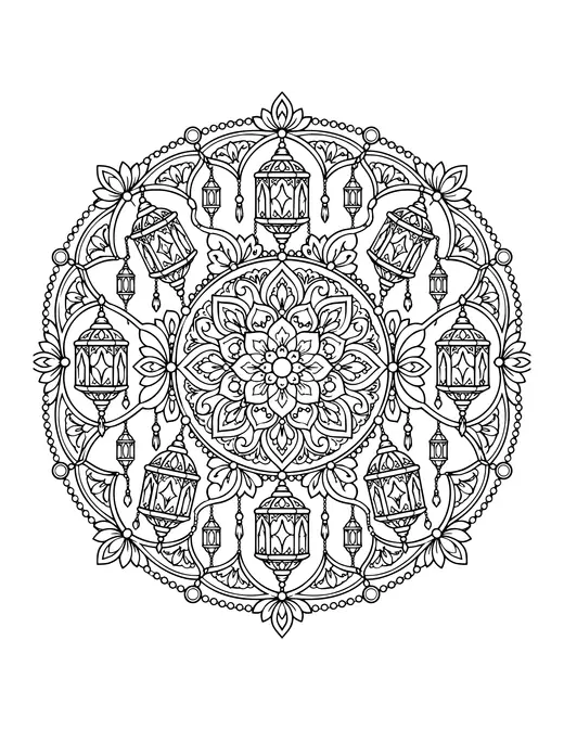 Lantern Mandala coloring page
