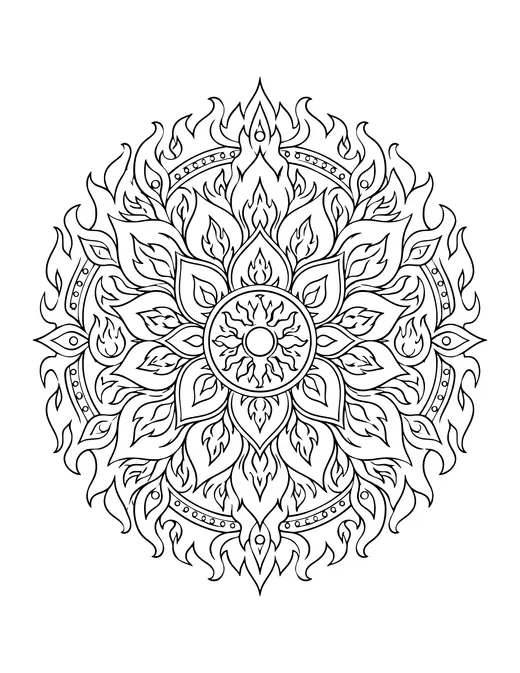 Fire Mandala coloring page
