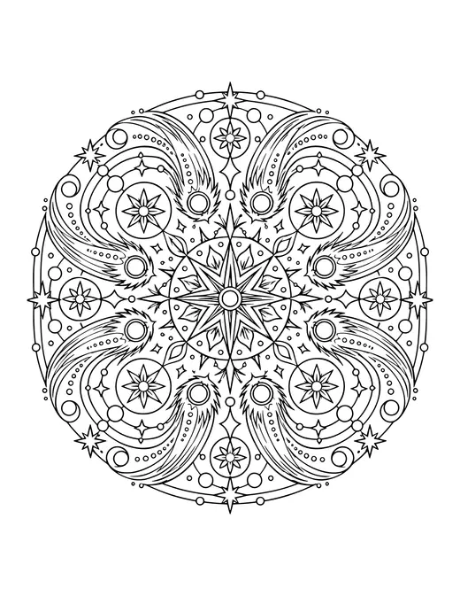 Comet Mandala coloring page