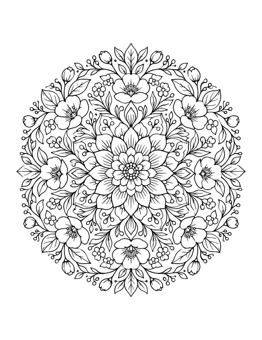 Floral Wreath Mandala coloring page