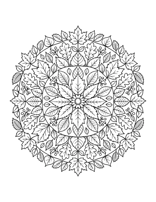 Autumn Leaves Mandala coloring page