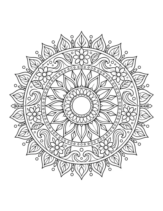 Summer Sun Mandala coloring page