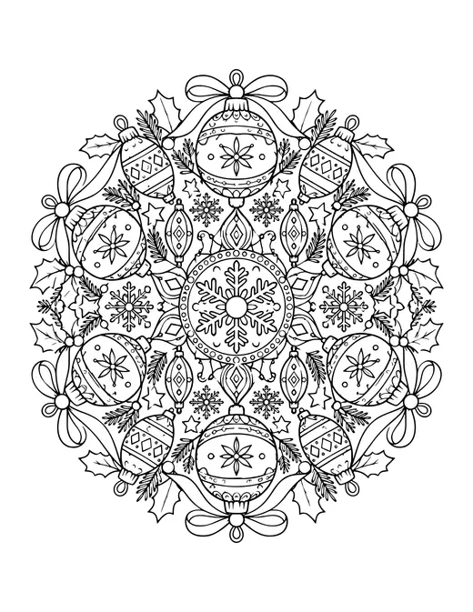 Christmas Ornament Mandala coloring page