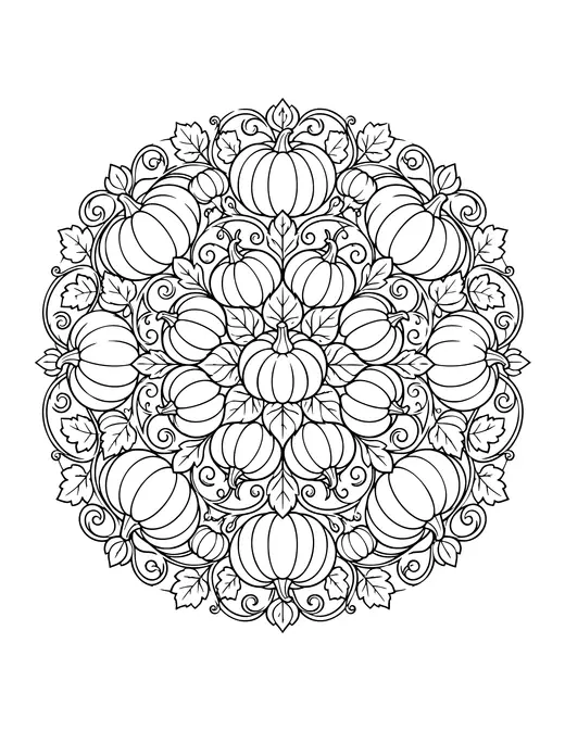 Pumpkin Mandala coloring page