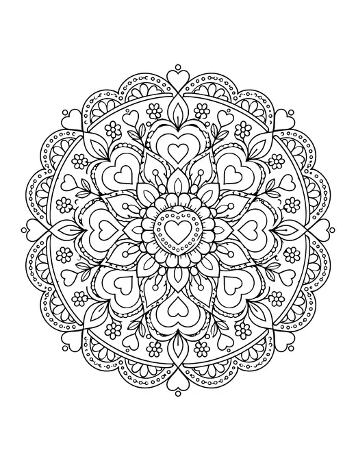 Valentine Mandala coloring page