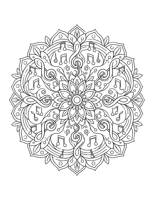 Music Note Mandala coloring page