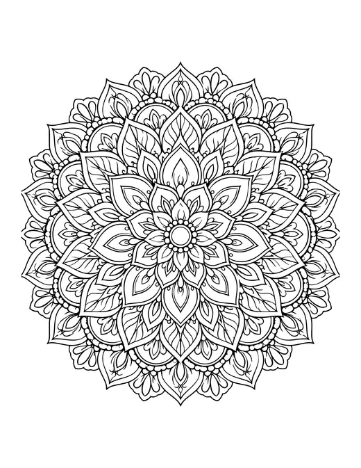 Petal Burst Mandala coloring page