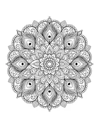 Peacock Feather Mandala coloring page