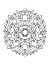 Moon Phase Mandala coloring page