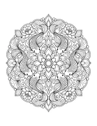 Koi Fish Mandala coloring page