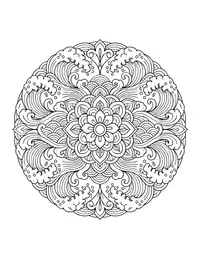 Japanese Wave Mandala coloring page
