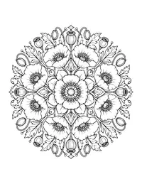 Poppy Mandala coloring page