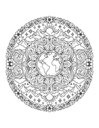 Earth Mandala coloring page