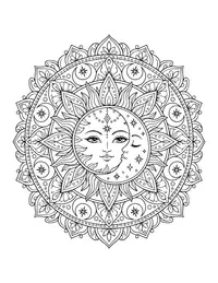 Sun and Moon Mandala coloring page