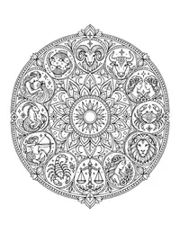 Zodiac Mandala coloring page