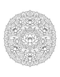 Lotus Pond Mandala coloring page