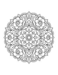 Swirl Flower Mandala coloring page