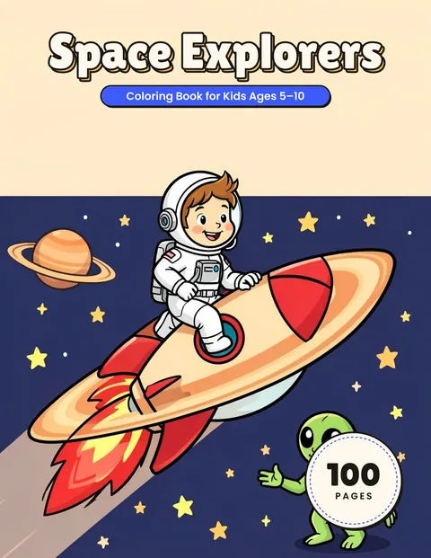 Space Explorers coloring book cover