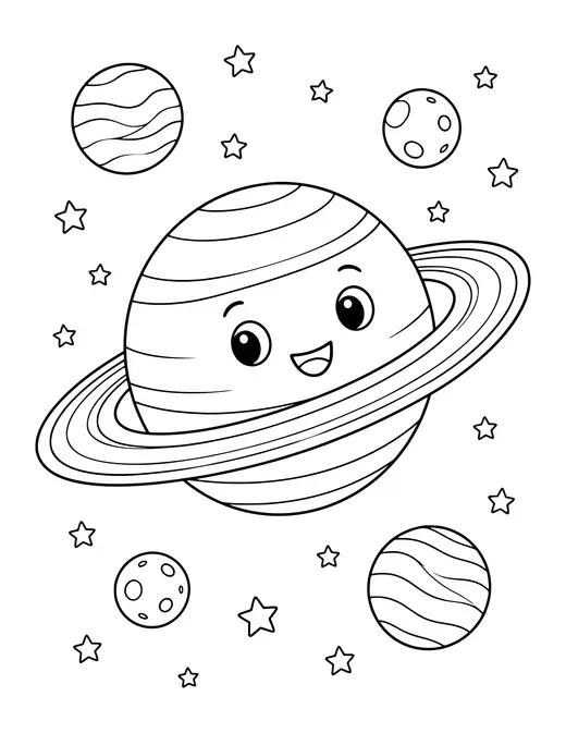 Saturn and Its Rings coloring page