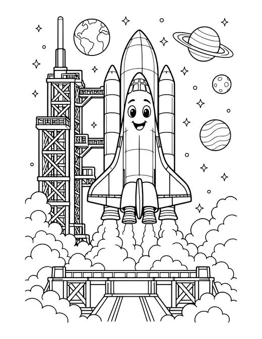 Space Shuttle Launch Pad coloring page
