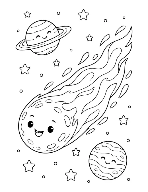 Comet Streaking Past coloring page