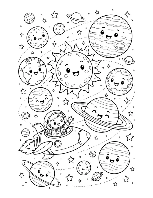 Solar System Planets coloring page