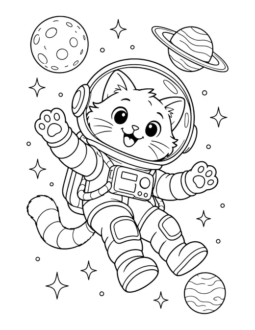 Astronaut Cat coloring page