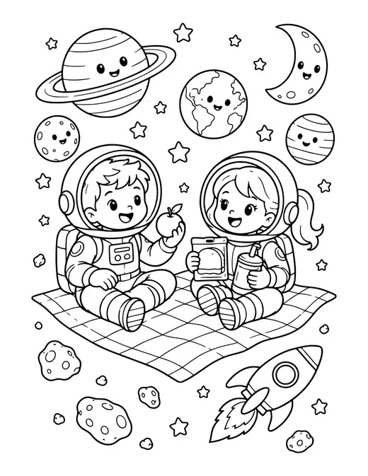 Space Food Picnic coloring page