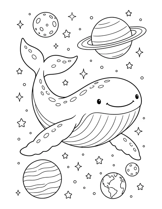 Space Whale coloring page
