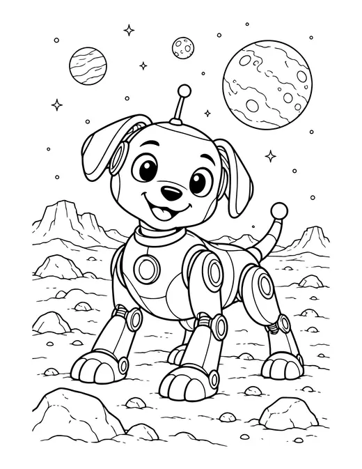 Robot Dog on Mars coloring page