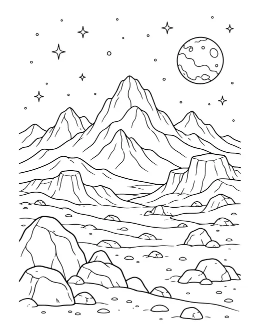 Mars Mountains coloring page
