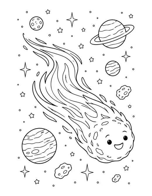 Comet with a Long Tail coloring page