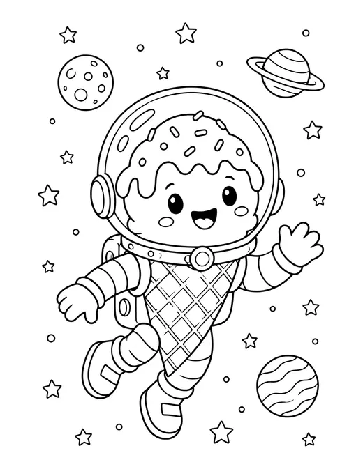Space Ice Cream coloring page