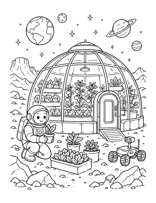 Martian Greenhouse coloring page