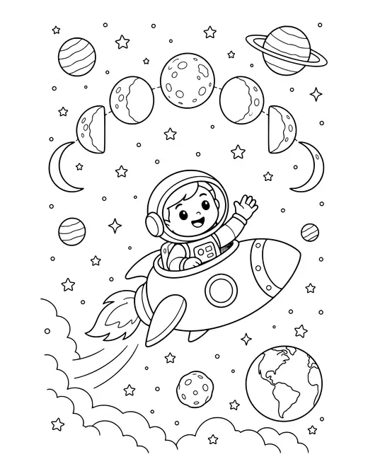 Moon Phases coloring page