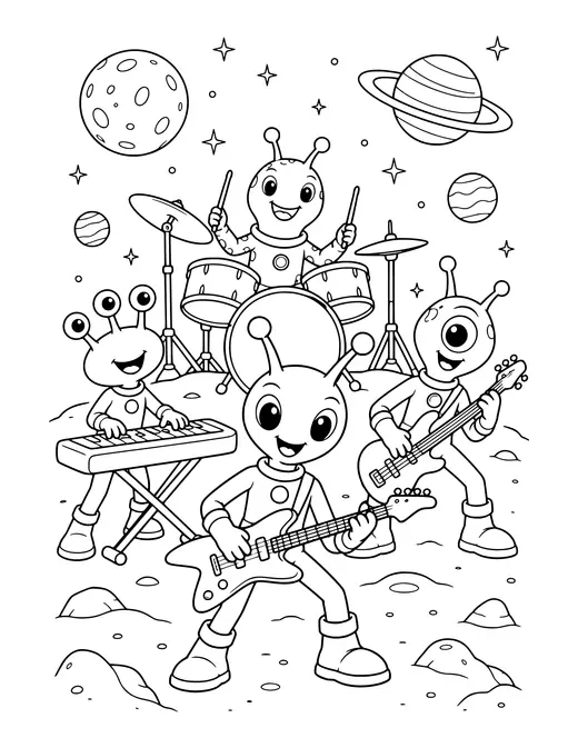 Alien Band coloring page